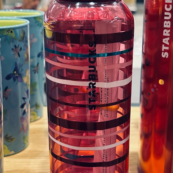 Starbucks Striped Glass Water Bottle Gradient Swirl Taffy Tumbler Cup 20oz New - Picture 11 of 15